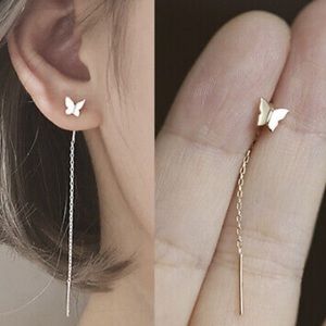 NWT 18k gold plated TASSEL BUTTERFLY EARRINGS